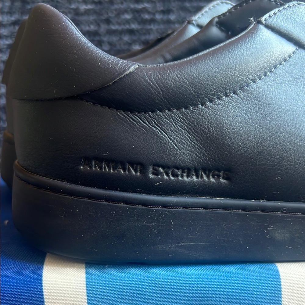 Armani Exchange Men's Black Leather Low-Top Casual Sneakers